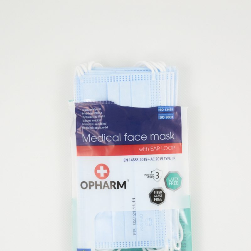 Opharm Mundschutz, Typ II-R mit Nasenbügel, Made in EU, 10er Pack