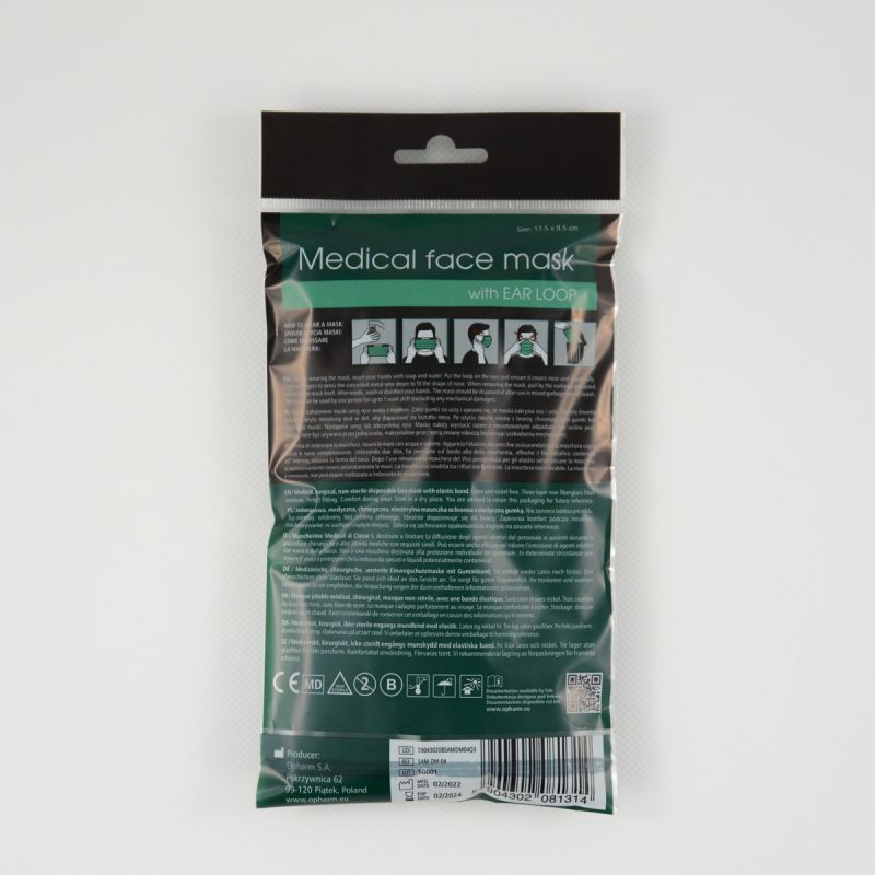 Opharm Mundschutz, Typ II-R mit Nasenbügel, Made in EU, 10er Pack *Dunkelgrün*