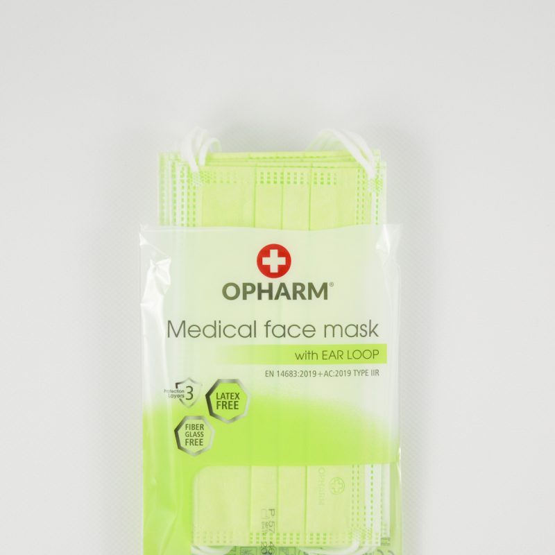 Opharm Mundschutz, Typ II-R mit Nasenbügel, Made in EU, 10er Pack *Grün*