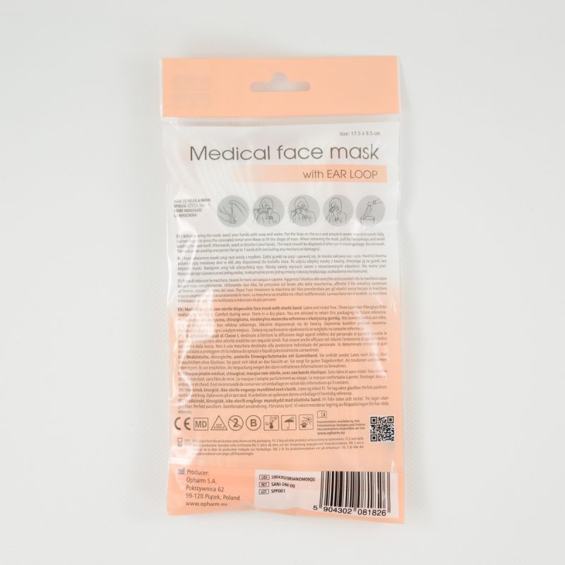 Opharm Mundschutz, Typ II-R mit Nasenbügel, Made in EU, 10er Pack *Orange*