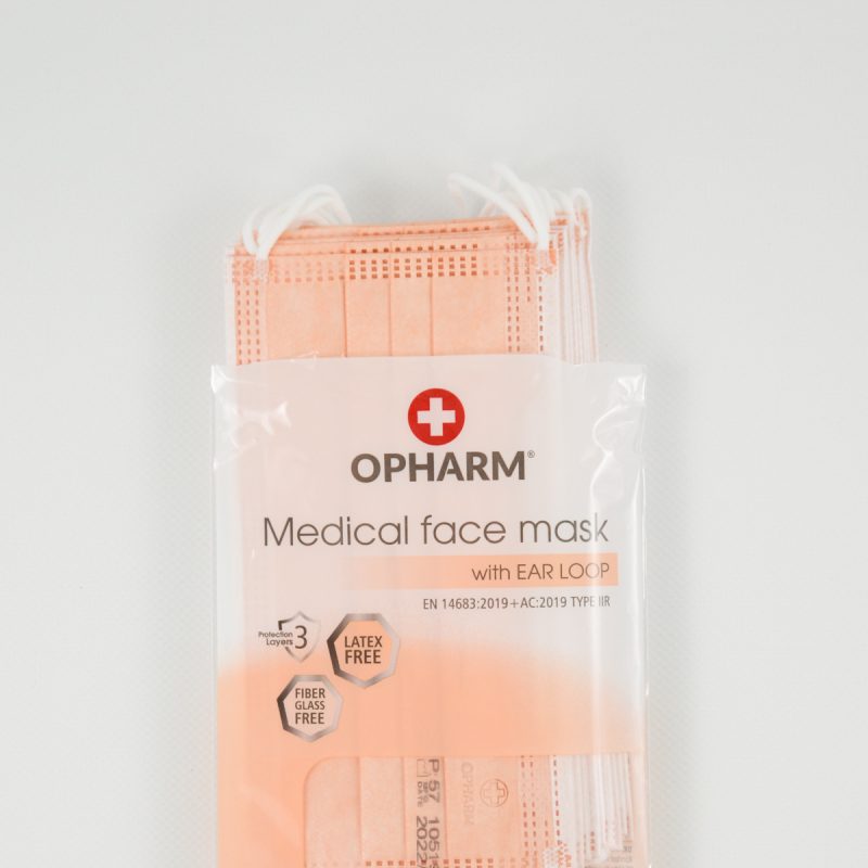 Opharm Mundschutz, Typ II-R mit Nasenbügel, Made in EU, 10er Pack *Orange*